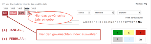 Index und Jahr